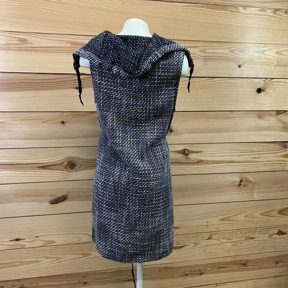 Bryn Walker Vest Medium Black White Tweed Wrap Sleeveless Duster USA B161 - Picture 4 of 9